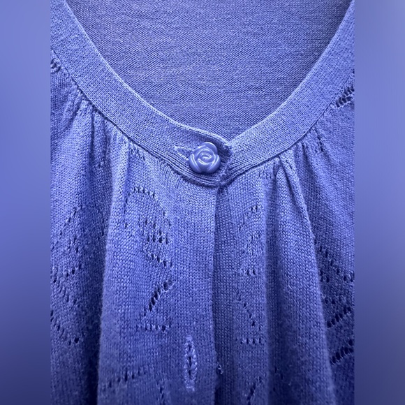 Purple no brand bow print with flower buttons cute cardigan sweater size S - Picture 6 of 10